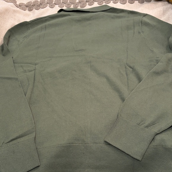 J. Crew Distressed Fatigue Green Cotton Sweater-Polo/NWT/L - Picture 7 of 9